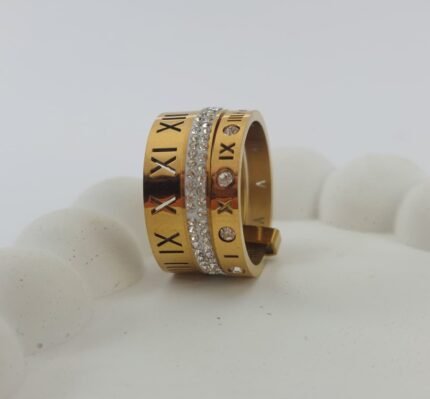 Luxury Roman Numeral Gold Stack Ring